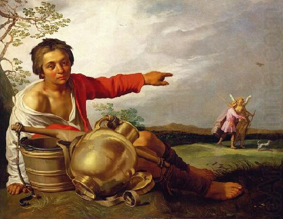Abraham Bloemaert Shepherd Boy Pointing at Tobias and the Angel oil painting picture